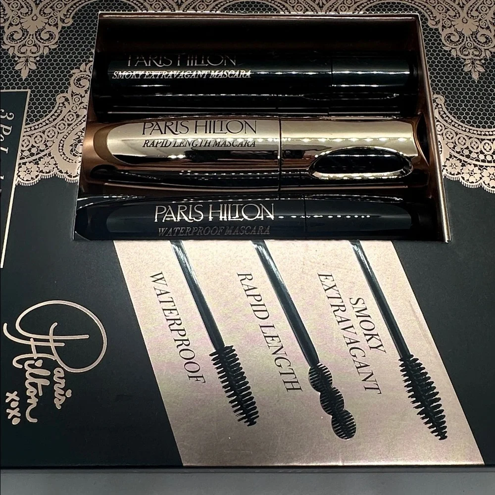 💎NWT Paris Hilton 3 Pc Lash Drama Mascara Gift Set Smoky,Rapid-length,waterproof